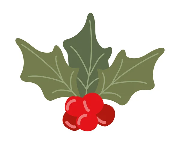 Grinalda de Natal de beleza com folhas e grãos ícone decorativo — Vetor de Stock