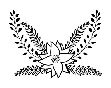 güzel noel çiçekleri ve dal dekoratif ikonu