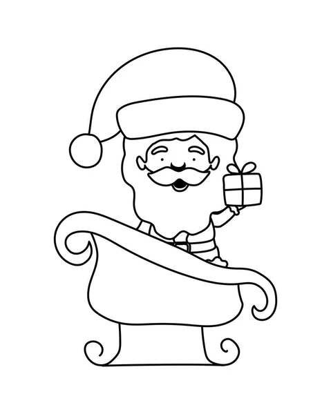 Веселий різдвяний Санта Клаус в санчатах персонаж — стоковий вектор