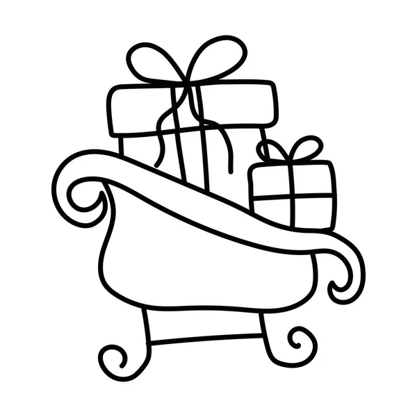 圣诞雪橇，装有礼品盒 — 图库矢量图片