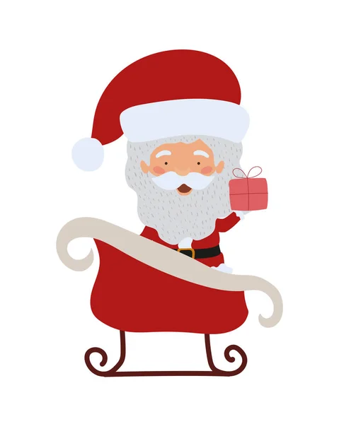 Merry christmas santa claus in sled character — Stock Vector