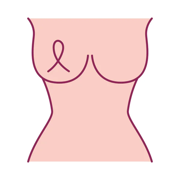 Σώμα γυναίκας καρκίνου του μαστού με κορδέλα — Διανυσματικό Αρχείο
