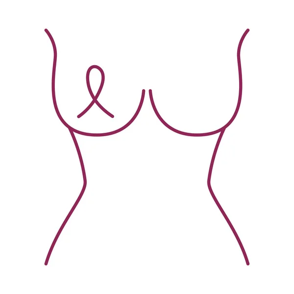 Рак молочной железы тело женщины с лентой — стоковый вектор