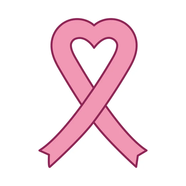 Breast Cancer Awareness heart with ribbon campaign — Stock Vector