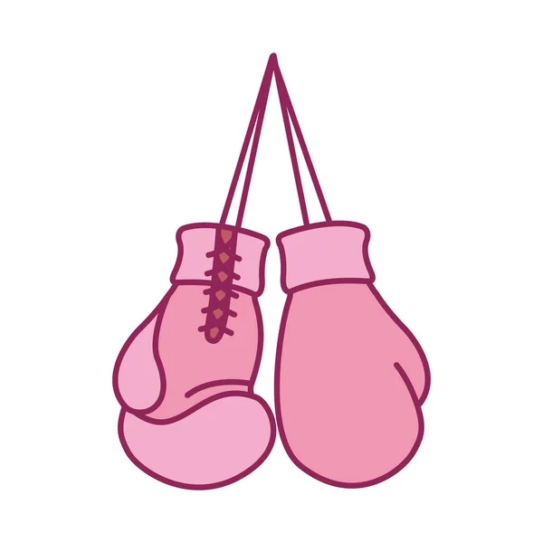 Guantes de boxeo colgando icono equipo deportivo — Archivo Imágenes Vectoriales