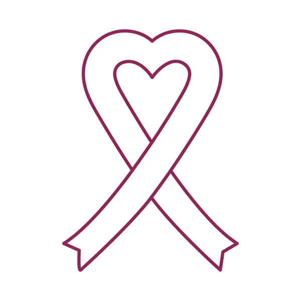 Brustkrebs-Aufklärungsherz mit Schleifen-Kampagne — Stockvektor