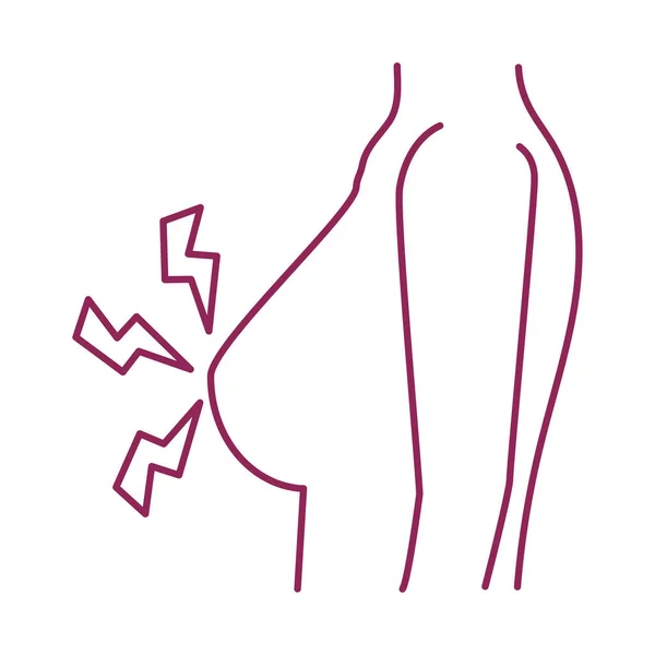Рак молочной железы тело женщины с болевыми лучами — стоковый вектор