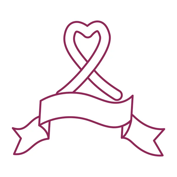 Breast Cancer Awareness heart with ribbon campaign — Stock Vector