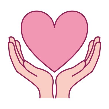 Kalp kanseri yardım ikonu olan eller.