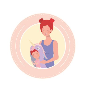 küçük kız karakterleri ile sevimli gebelik anne