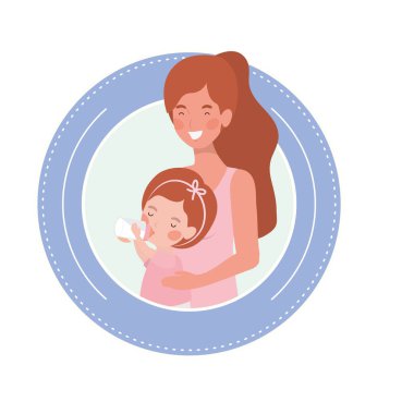 küçük kız karakterleri ile sevimli gebelik anne