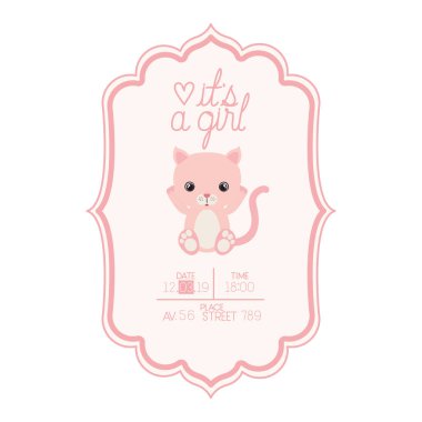 Kız kartında küçük şirin bir kedi.