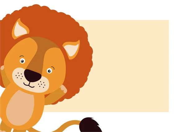 Ładny mały lew zwierzęta znaków — Wektor stockowy