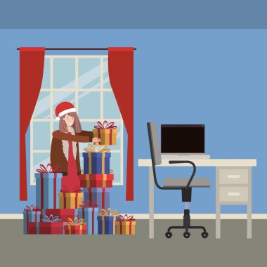 Hediyeli kız Noel kutlaması