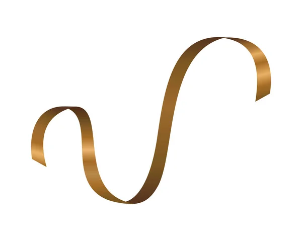 Ruban d'or décoration icône isolée — Image vectorielle