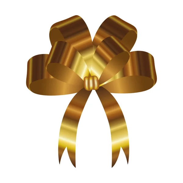 Golden bow ribbon decorative icon — Stock Vector