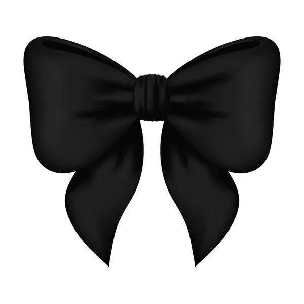 Black bow ribbon decorative icon — 스톡 벡터