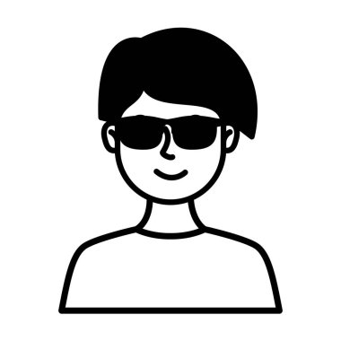 güneş gözlüğü avatar karakter ile genç adam