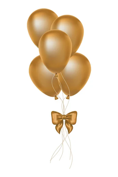Złote balony helu pływające ikony dekoracyjne — Wektor stockowy