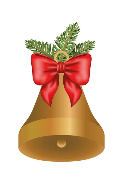 Heureux joyeux Noël cloche avec ruban décoration — Image vectorielle
