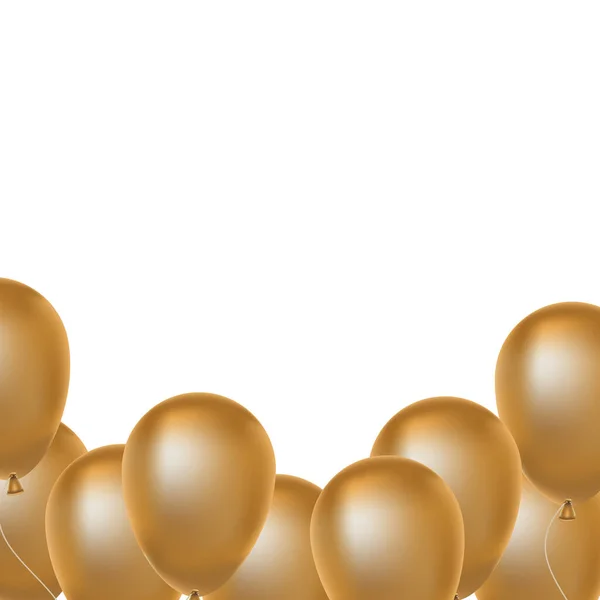 Goldene Luftballons Helium schwimmende dekorative Symbole — Stockvektor