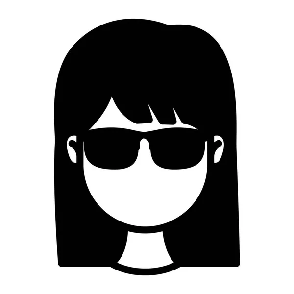 Young woman with sunglasses character — Stock Vector