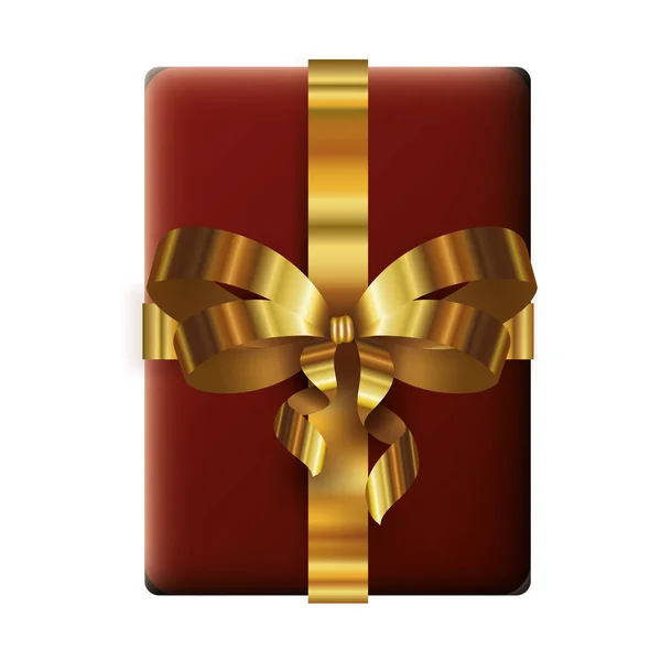 Felice Natale scatola regalo con fiocco d'oro — Vettoriale Stock