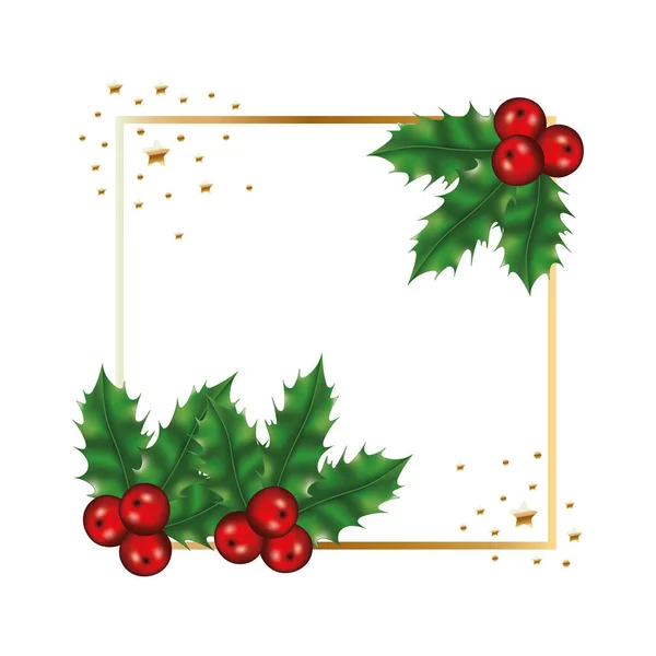 Šťastný veselé vánoční strom větve a třešně rám — Stockový vektor