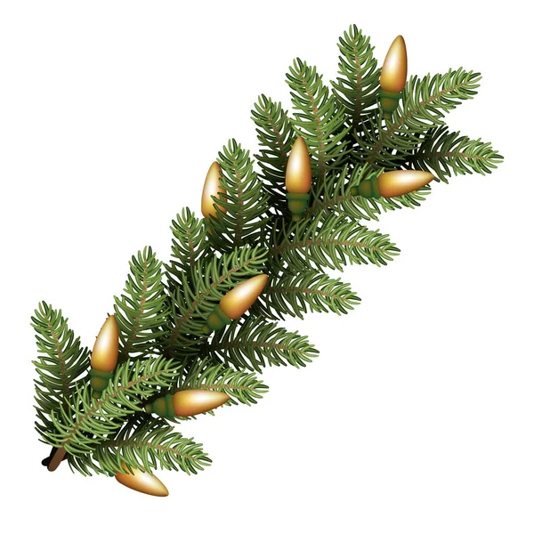 Happy merry christmas tree branch decoration — Stock Vector