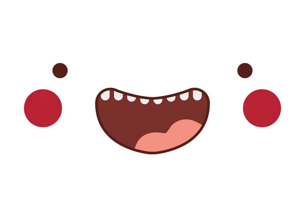 Cara de desenho animado kawaii feliz com design de vetor de bochechas —  Vetores de Stock