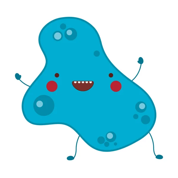Desain vektor kartun kawaii virus biru splash - Stok Vektor