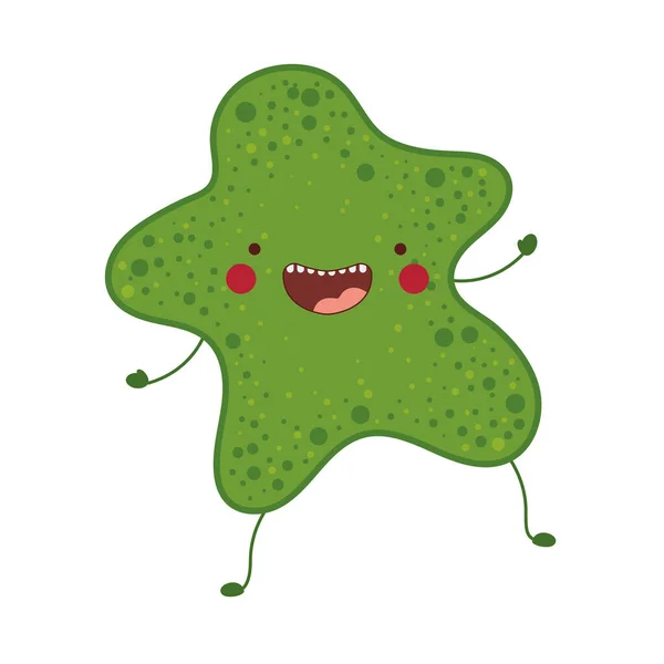 Splash groen virus kawaii cartoon vector ontwerp — Stockvector