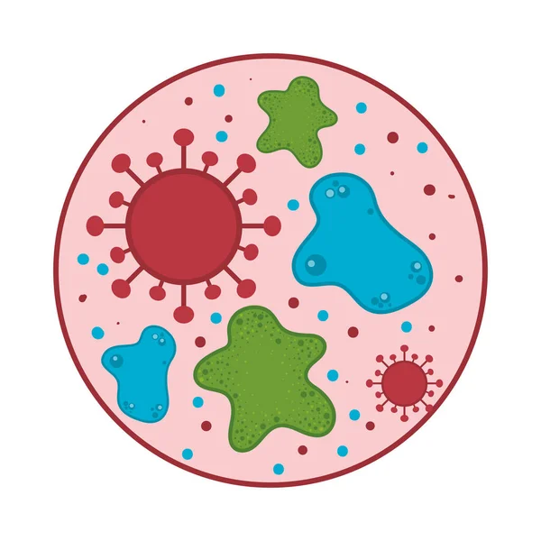 Covid 19 ιός που μέσα ροζ κύκλο διάνυσμα σχεδιασμό — Διανυσματικό Αρχείο