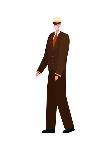 Capitaine mâle avec design vectoriel masque — Image vectorielle