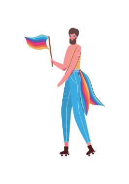 Kostümlü erkek çizgi filmi ve lgtbi bayrak tasarımı