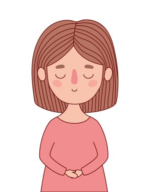 Kahverengi saç vektör tasarımlı Avatar kadın çizgi filmi