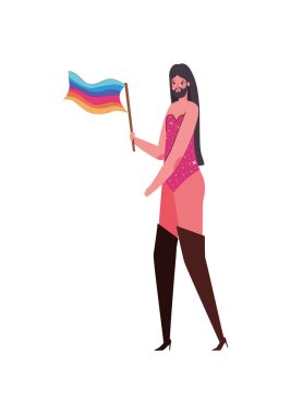 Kostümlü erkek çizgi filmi ve lgtbi bayrak tasarımı