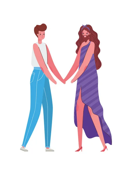 Kvinna och man tecknad med kostym vektor design — Stock vektor