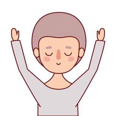 Kahverengi saç vektör tasarımlı izole edilmiş avatar çocuk çizgi filmi