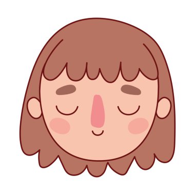 baş kadın çizgi film kahverengi saç vektör tasarımı