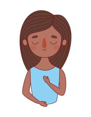 Kahverengi saç vektör tasarımlı Avatar kadın çizgi filmi