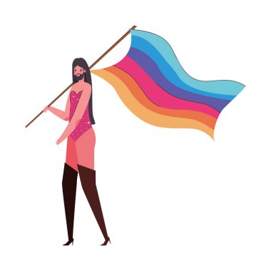 Kostümlü erkek çizgi filmi ve lgtbi bayrak tasarımı