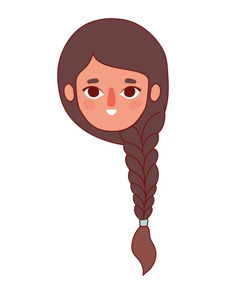 Hoofd vrouw cartoon met bruin haar vector ontwerp — Stockvector