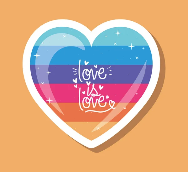 Lgtbi coração com amor é o design de vetor de texto de amor — Vetor de Stock