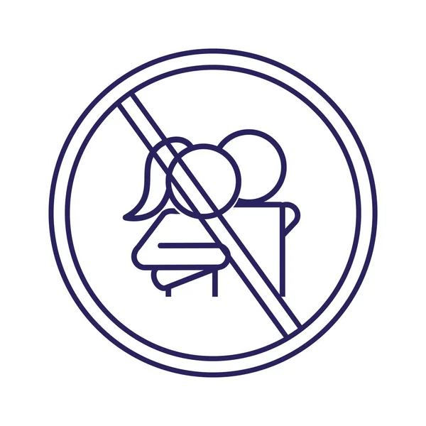 Proibir mulher e homem abraço linha estilo ícone vetor design —  Vetores de Stock
