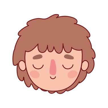 Kahverengi saç vektör tasarımlı çocuk çizgi filmi