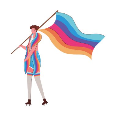 lgtbi bayrak tasarımı olan kadın karikatürü