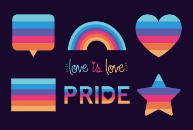 lgtbi kabarcık kalp yıldızı ve gökkuşağı vektör tasarımı