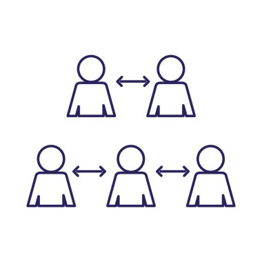 Avatarlar çizgi biçim vektör tasarımı arasındaki sosyal uzaklık