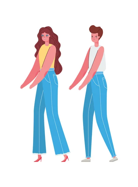 Mulheres avatares desenhos animados com design de vetor pano casual — Vetor de Stock